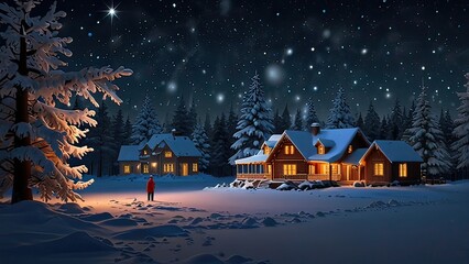 Fototapeta premium snowman with christmas tree and happy new year