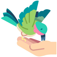Feeding bird Flat color