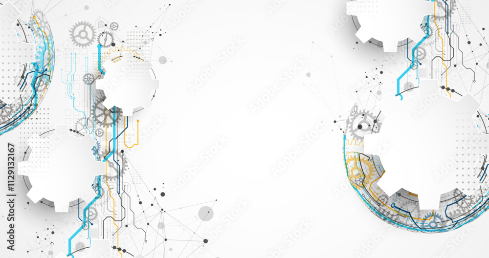 Aufkleber Abstract technology concept. Circuit board, high computer color background. Vector illustration with space for content, web - template, business tech presentation.