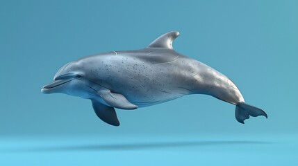 Stunning 3D Render of a Dolphin in Mid-Leap Against a Serene Blue Background