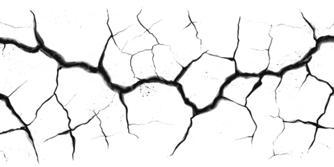 Cracked white background wall crack texture distressed cracked surface grunge wall cracked pattern  on white and transparent background.
