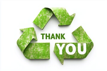 "THANK YOU" in the shape of green recycling logo on a white background