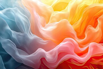Fototapeta premium Vibrant waves of color blend seamlessly, creating an abstract masterpiece of fabric and emotion in a stunning display. Generative AI