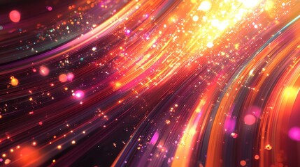 Fototapeta premium Vibrant Lights and Colors in Flowing Abstract Design with Sparkling Elements