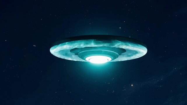 An unidentified aerial phenomenon in the form of a UFO with lights on the underside.