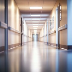 Obraz premium empty hospital corridor with bright lighting