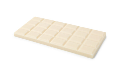 Delicious white chocolate bar isolated on white