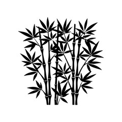 Fototapeta premium bamboo silhouette, black and white silhouette, vector and&nbsp;illustration