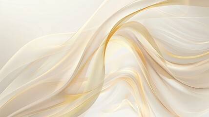 Obraz premium Elegant swirling waves of golden tones create a serene atmosphere reminiscent of soft silk caressed by a gentle breeze. Generative AI