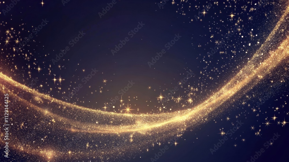 Aufkleber A swirling wave of golden glitter flows across a dark backdrop, providing a versatile area for text or design elements to be added. Generative AI