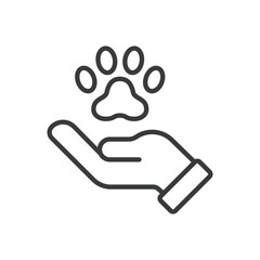 Obraz premium Charity for Pets icon in line design. Charity, pets, donation, help, rescue, support, animals, kindness on white background vector. Charity for Pets editable stroke icon