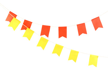 Fototapeta premium Colorful party flags isolated on white. Festive decor