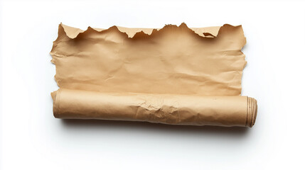 Roll of recycled kraft paper, isolated in white background