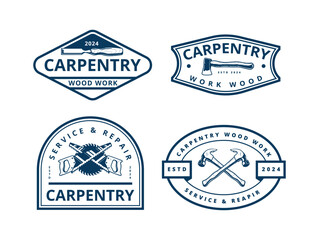 carpentry logo badge design
