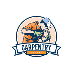 carpentry logo badge design