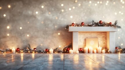 Volunteer Communities for Christmas. A cozy fireplace scene with a glowing volunteer appreciation board, surrounded by holiday garlands and decorations, warm and inviting tones