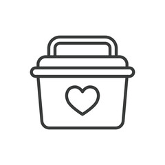 Charity transplantation icon in line design. Charity, transplantation, organ, donation, health, recovery, gift on white background vector. Charity transplantation editable stroke icon