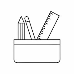 Clean Stationery Icon in Simple Line Vector Art.