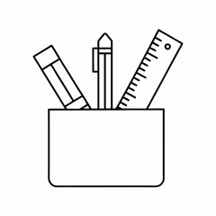 Clean Stationery Icon in Simple Line Vector Art.