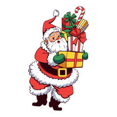 Vector Santa Claus Gift Present Cartoon Illustration Isolated
