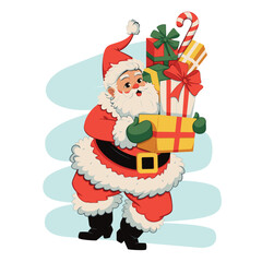 Vector Santa Claus Gift Present Cartoon Illustration Isolated