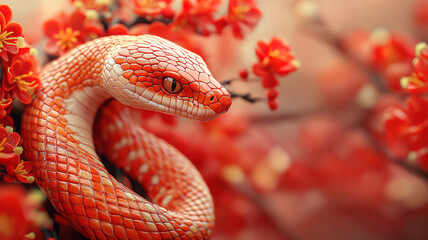 Fototapeta premium Happy Chinese New Year 2025 with Snake Zodiac ideal for festive designs