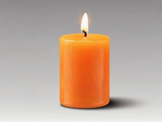 Minimalist Orange Candle Image on Transparent Cutout