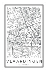 Obraz premium Printable downtown road map poster of the Dutch city of VLAARDINGEN on solid white background with city name