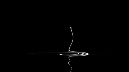 A delicate trail of smoke from a mosquito repellent incense, drifting upward in gentle spirals against a black background,