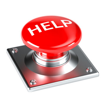 Red emergency button with help sign