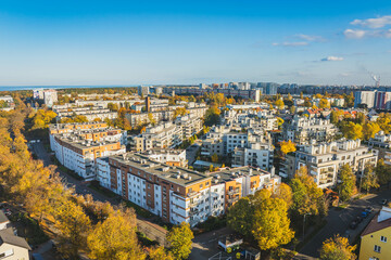 Fototapeta premium Block of flats. Gdańsk Przymorze. Autumn weather. The largest blocks.
