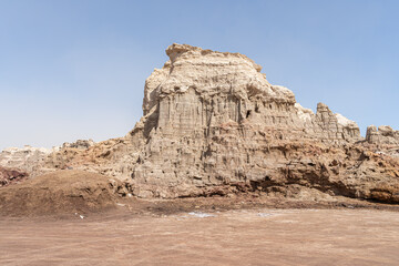 Bizarre towers and pinnacles in the salt canyon of the Dallol Volcano, Hamadela, Danakil depression, Ethiopia