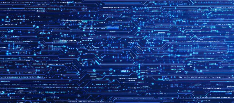 Abstract Digital Circuitry: Glowing Blue Network