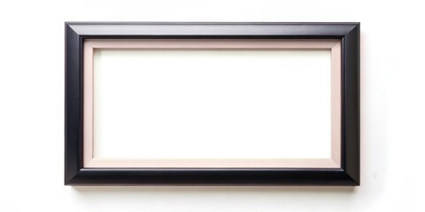 A plain black picture frame with a white background and a beige inner matting, a classic and timeless design for showcasing memories or artwork.