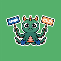 Cute Octopus Mascot T-Shirt & Sticker Design Keywords.