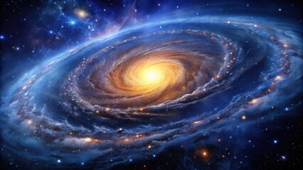 A Majestic Spiral Galaxy with a Brilliant Core, Bathed in a Sea of Stars and Cosmic Dust