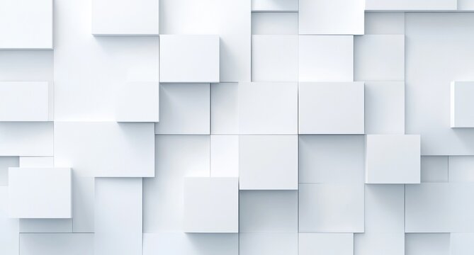Fototapeta Abstract White Cube Mosaic: A Modern Minimalist 3D Render