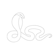 Isolated black outline cartoon snake on white background. Curve lines. Page of coloring book. Cobra snake