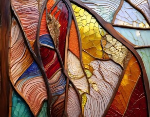 Abstract Stained Glass Art Colorful Glass Texture Background