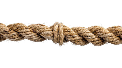 Fototapeta premium One string connecting almost torn rope isolated on white transparent background