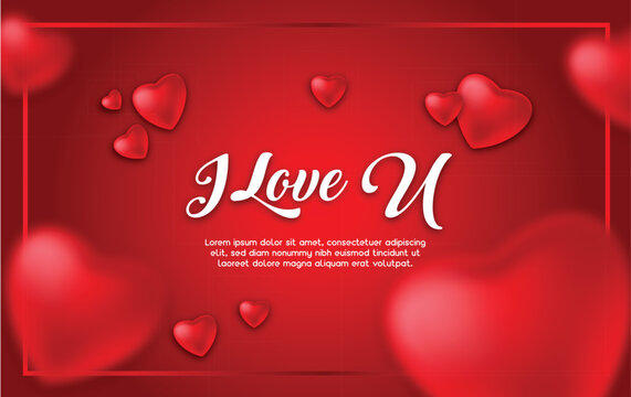 I Love U text  Typography Valentine's Card