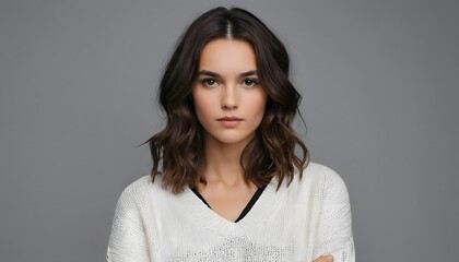 Obraz premium Portrait of a Young Woman with Brown Hair