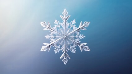 Highly Detailed Crystal Snowflake on a blue background