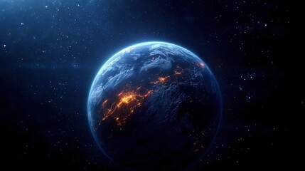 Obraz premium Stunning view of Earth illuminated at night from space