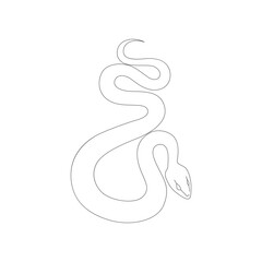 Isolated black outline cartoon snake on white background. Curve lines. Page of coloring book