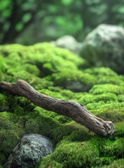 Moss-Covered Log in a Lush Forest