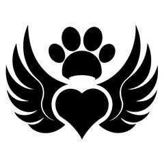 Angelic Paw Print Vector Design for Pet Memorial Graphics.