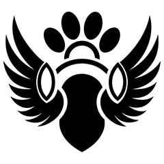 Angelic Paw Print Vector Design for Pet Memorial Graphics.