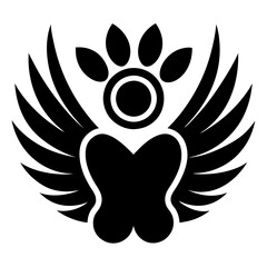 Angelic Paw Print Vector Design for Pet Memorial Graphics.