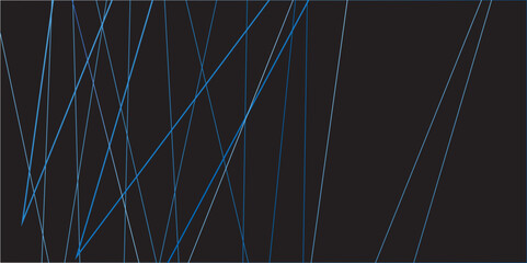 Random chaotic lines abstract geometric pattern. vector textrue 3d illustration. Black abstract background with blue diagonal lines and shadows. technology, banner, frame, vintage, art, illustration.